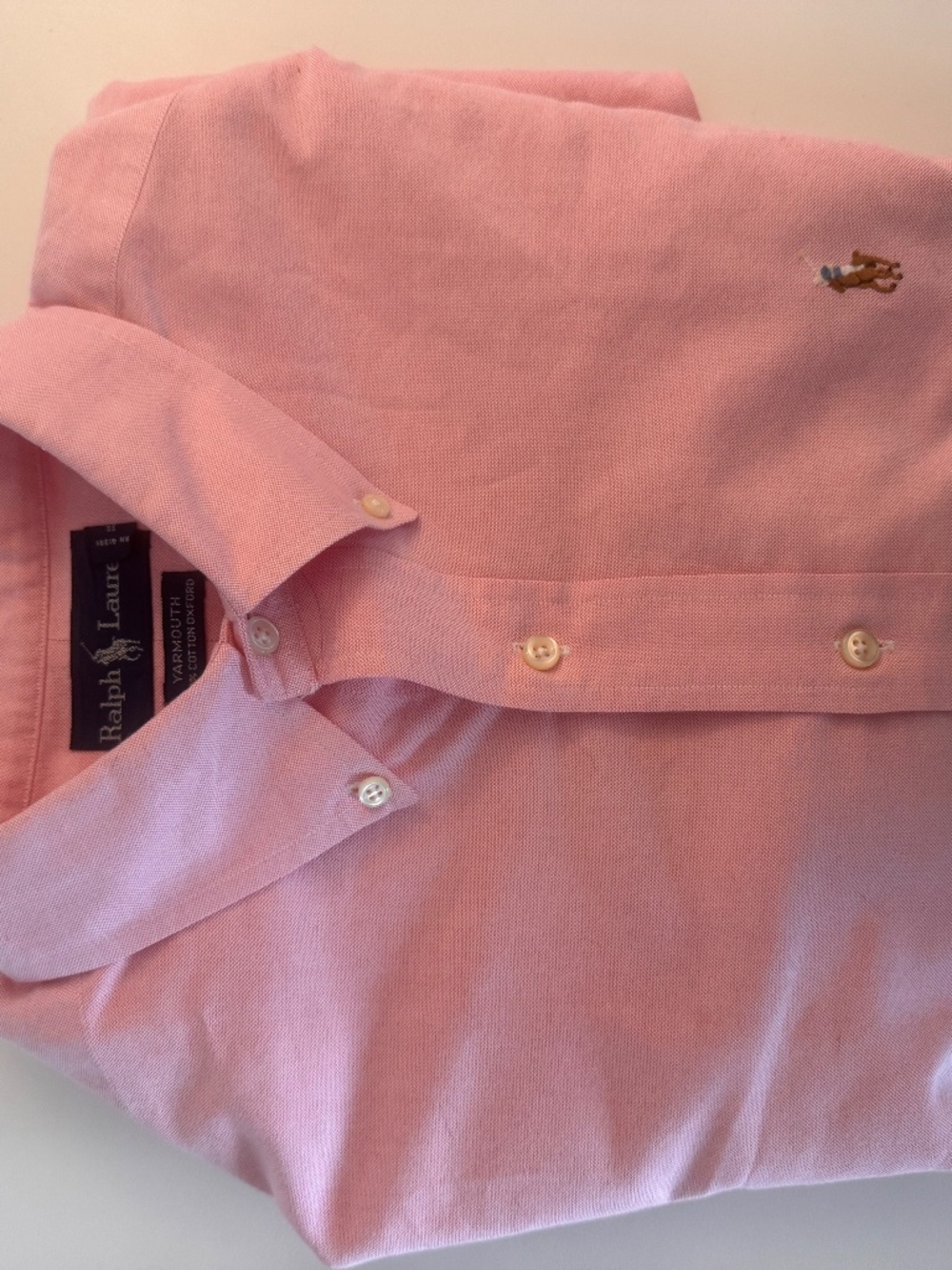 Ralph Lauren Pink Oxford, "Yarmouth" Mens 16.5/35  (large) (color pony)